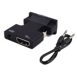 HDMI to VGA Adapter 1080p Converter HDTV for Beamer PC Laptop 3,5mm Audio cable