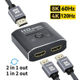 HDMI Switch HDMI Splitter HDMI switcher HD TV/Fire Stick/Xbox/PS4/5 2 in 1 out