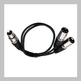 1 XLR female to 2 XLR male microphone connector Y splitter cable 30cm
