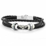 Lucky Vintage Leder Armband Spielkarte Charm Multilayer Armreif für Herren Men