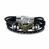 Lucky Vintage Leder Armband Spielkarte Charm Multilayer Armreif für Herren Men