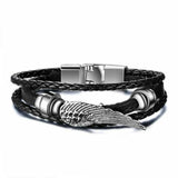 Lucky Vintage Leder Armband Spielkarte Charm Multilayer Armreif für Herren Men
