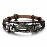 Lucky Vintage Leder Armband Spielkarte Charm Multilayer Armreif für Herren Men
