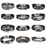 Lucky Vintage Leder Armband Spielkarte Charm Multilayer Armreif für Herren Men