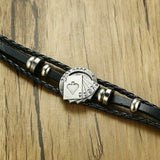 Lucky Vintage Leder Armband Spielkarte Charm Multilayer Armreif für Herren Men