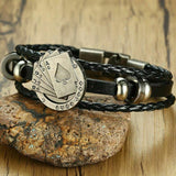 Lucky Vintage Leder Armband Spielkarte Charm Multilayer Armreif für Herren Men