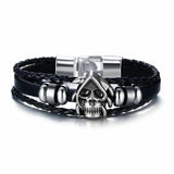 Lucky Vintage Leder Armband Spielkarte Charm Multilayer Armreif für Herren Men
