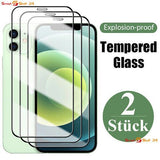 2 Pcs Tempered Glass for iPhone 16 15 14 13 12 11 X  XS 8 7 Screen Protector 9H