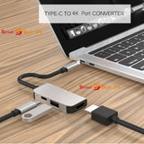 3in1 USB-C to 4K Video Cable OTG Converter for Notebook Mac Chromebook Top