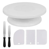 Cake Decorating Kit 6pcs Cake Turntable with 2 Frosting Straight Angled Spatula