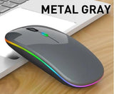 USB WLAN Maus für Computer Notebook MAC Wiederaufladbare LED Weiß Grau Gray