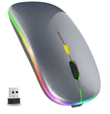 USB WLAN Maus für Computer Notebook MAC Wiederaufladbare LED Weiß Grau Gray