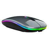 USB WLAN Maus für Computer Notebook MAC Wiederaufladbare LED Weiß Grau Gray