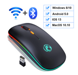 Drahtlose Mause Wiederaufladbare Maus LED Wireless+Bluetooth Mouse RGB optical
