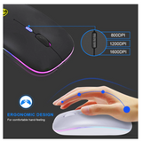 Drahtlose Mause Wiederaufladbare Maus LED Wireless+Bluetooth Mouse RGB optical