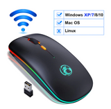 Drahtlose Mause Wiederaufladbare Maus LED Wireless+Bluetooth Mouse RGB optical