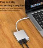 3 in 1 USB-C HUB Digital AV Multi Port Adapter Splitter USB 3.1 Type-C to 1 HDMI