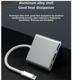 3 in 1 USB-C HUB Digital AV Multi Port Adapter Splitter USB 3.1 Type-C to 1 HDMI