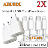 Schnellladegerät USB-C auf iPhone für iPhone 13 12 11 X XR  Ladekabel Netzteil