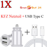 1X 5A Schnellladegerät Mini Dual USB Autoladegerät + Kabel für Handy Top Quality