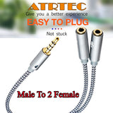 3,5 mm Stereo Audio Klinkenstecker auf 2 weibliche Headset Mikrofon Y Splitter