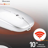 USB WLAN Maus für Computer Notebook MAC Wiederaufladbare LED Silber