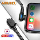 LED Winkel 90 Grad Fast Ladekabel für iPhone 14 13 12 11 Pro X XR XS 8 7 6 Plus