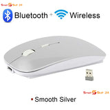 USB WLAN Maus für Computer Notebook MAC Wiederaufladbare LED Silber