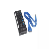 USB 3.0 Hub 4 Port Adapter mit LED-Anzeige Unabhängiger Schalter für PC Laptop