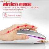 USB WLAN Maus für Computer Notebook MAC Wiederaufladbare LED Weiß