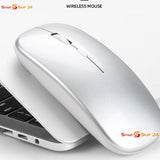 USB WLAN Maus für Computer Notebook MAC Wiederaufladbare LED Silber