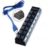 USB 3.0 Hub 7 Port Adapter mit LED-Anzeige Unabhängiger Schalter für PC Laptop