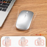 USB WLAN Maus für Computer Notebook MAC Wiederaufladbare LED Silber