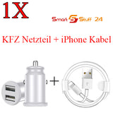 1X 5A Schnellladegerät Mini Dual USB Autoladegerät + iPhone Kabel für Handy