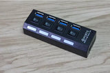 USB 3.0 Hub 4 Port Adapter mit LED-Anzeige Unabhängiger Schalter für PC Laptop