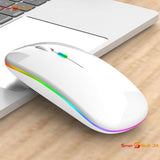 USB WLAN Maus für Computer Notebook MAC Wiederaufladbare LED Weiß