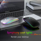 USB WLAN Maus für Computer Notebook MAC Wiederaufladbare LED Weiß