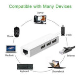 USB C auf 3xUSB A und RJ45 Gigabit Ethernet Lan Adapter Hub Netzwerk Karte Mac