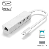 USB C auf 3xUSB A und RJ45 Gigabit Ethernet Lan Adapter Hub Netzwerk Karte Mac