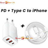 USB C Ladekabel für iPhone 13/12/11/XR/XS/X/8/7/SE PD+Dual USB Netzteil