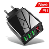 Schnellladegerät 3 USB Port 5V 3A Netzteil Adapter für Handy PC Stecker LED Weiß