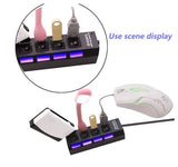 USB 3.0 Hub 4 Port Adapter mit LED-Anzeige Unabhängiger Schalter für PC Laptop
