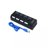 USB 3.0 Hub 4 Port Adapter mit LED-Anzeige Unabhängiger Schalter für PC Laptop