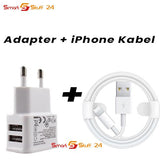 2 Port USB Netzteil +Ladekabel für iPhone 5 6 7 8 11 12 X Xs Xr Xs Max ipad Weiß