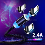 3 in 1 Magnetisch Ladekabel für iPhone Samsung Huawei Xiaomi Nokia LG Fast LED