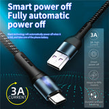 Smart Power off Schnell Ladekabel USB C für Samsung Xiaomi Huawei LED Tpye C