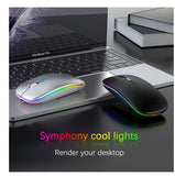 PC Maus USB Wireless für Computer Notebook MAC Funkmaus Wiederaufladbare LED