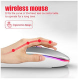 PC Maus USB Wireless für Computer Notebook MAC Funkmaus Wiederaufladbare LED